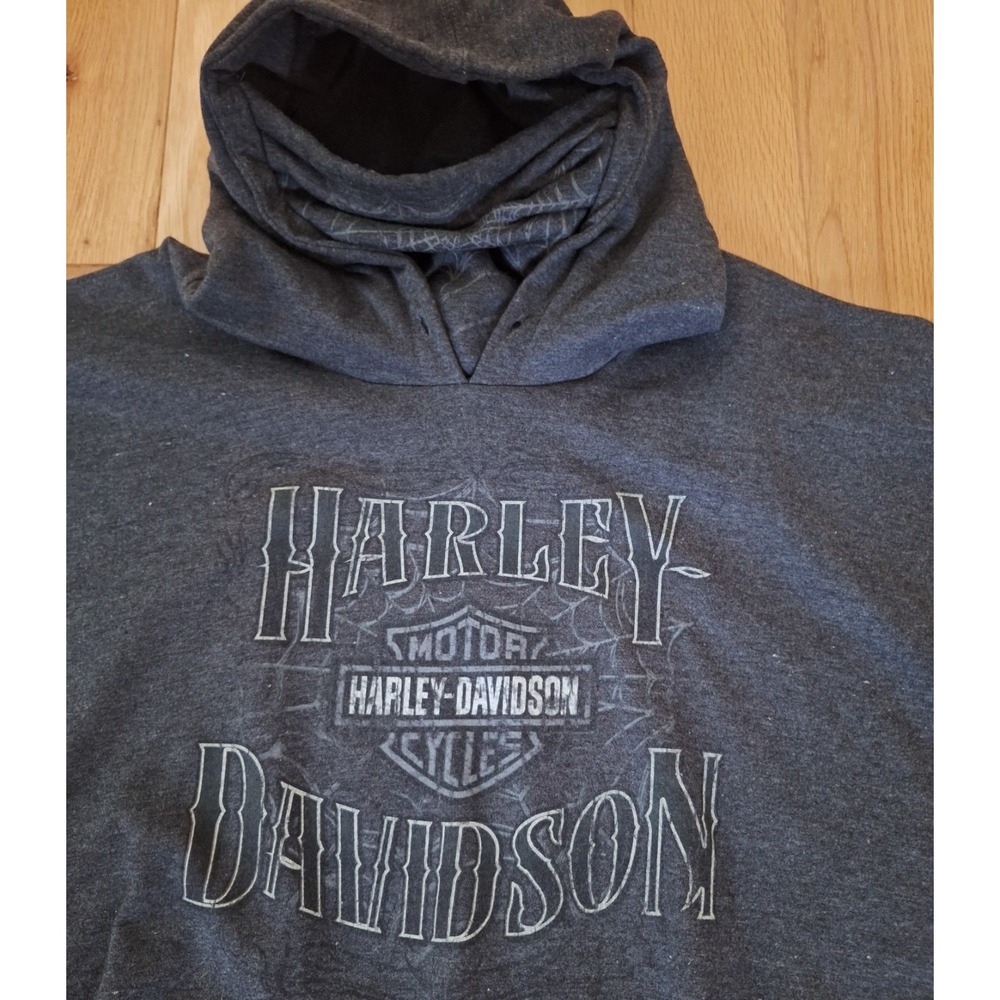 Harley Davidson Face Mask Hoodie 2XL Bumpus Murfreesboro TN Gray Pullover - Picture 2 of 9